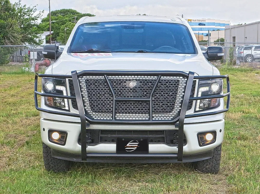 50-4140C – STEELCRAFT Grille Guard, 1-Piece Black Steel With Brush Guard Without Skid Plate Without Step Plate With P...